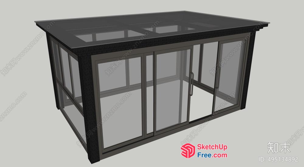 Modern Black Glass Enclosed Room 3D SketchUp File