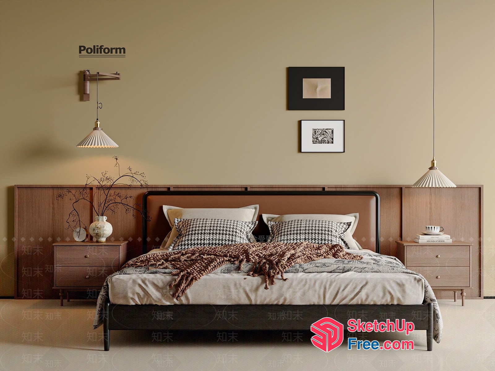 Poliform Mid-Century Modern Bedroom 3D SketchUp File
