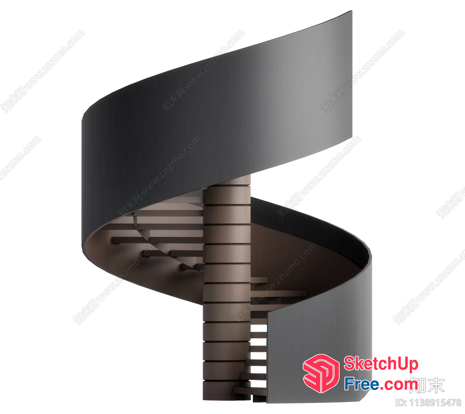 Spiral Wooden Staircase In A Modern Minimalist Style 3D SketchUp File