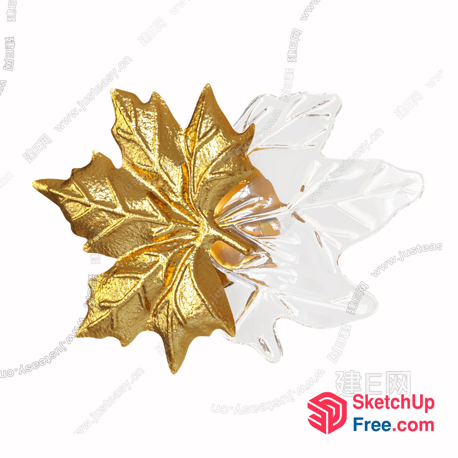 Gold And White Leaf Decor 3D SketchUp File
