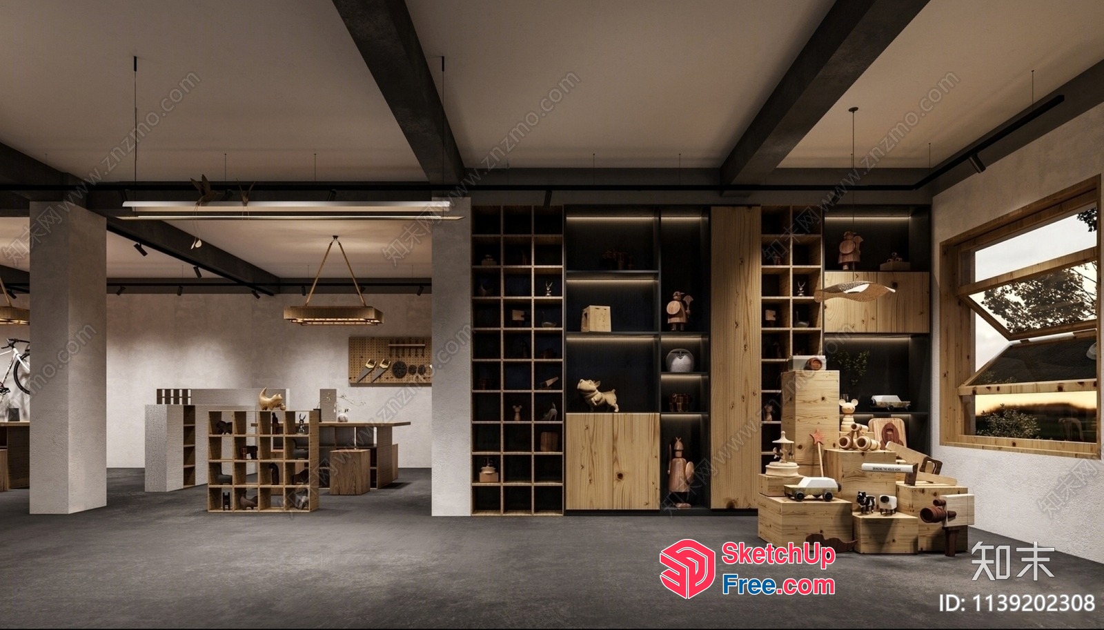 Modern Industrial Style Showroom With Unique Decor 3D SketchUp File