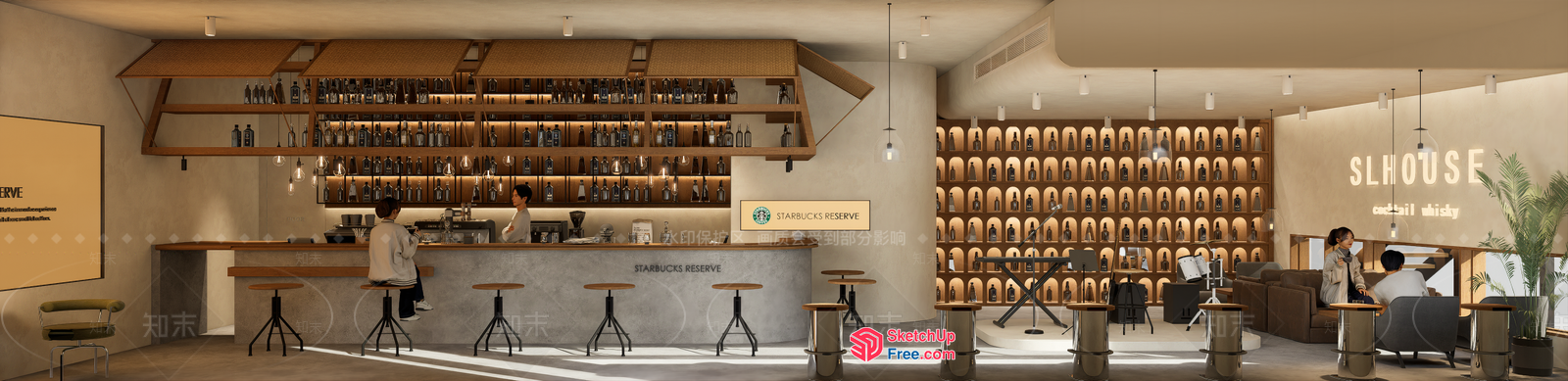 Modern Coffee Shop Interior 3D SketchUp File