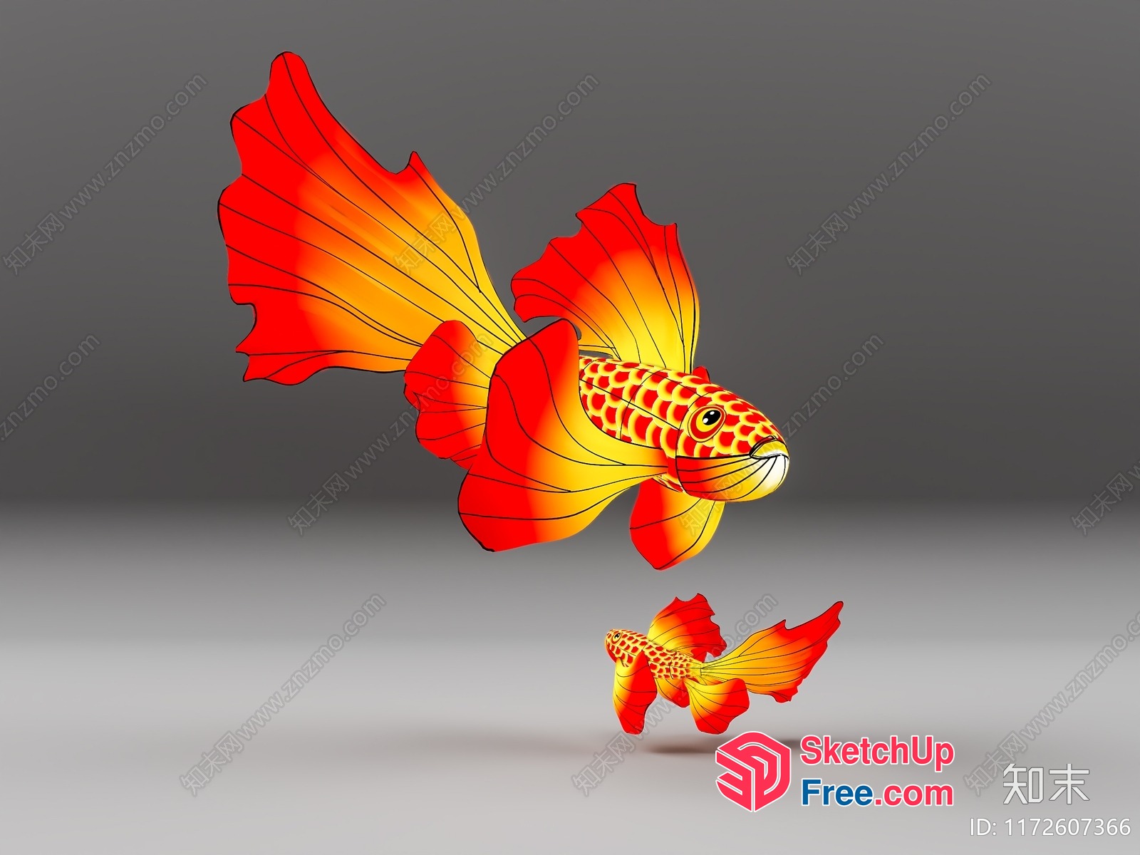 Vibrant Goldfish In A Dynamic Pose 3D SketchUp File