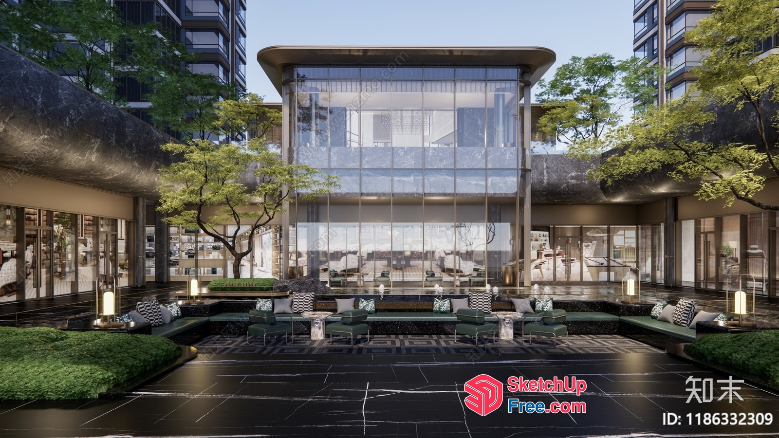 Modern Glass Curtain Wall Exterior 3D SketchUp File