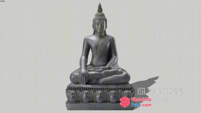 Traditional Asian Temple Statue Of Buddha Sitting In Meditation 3D SketchUp File