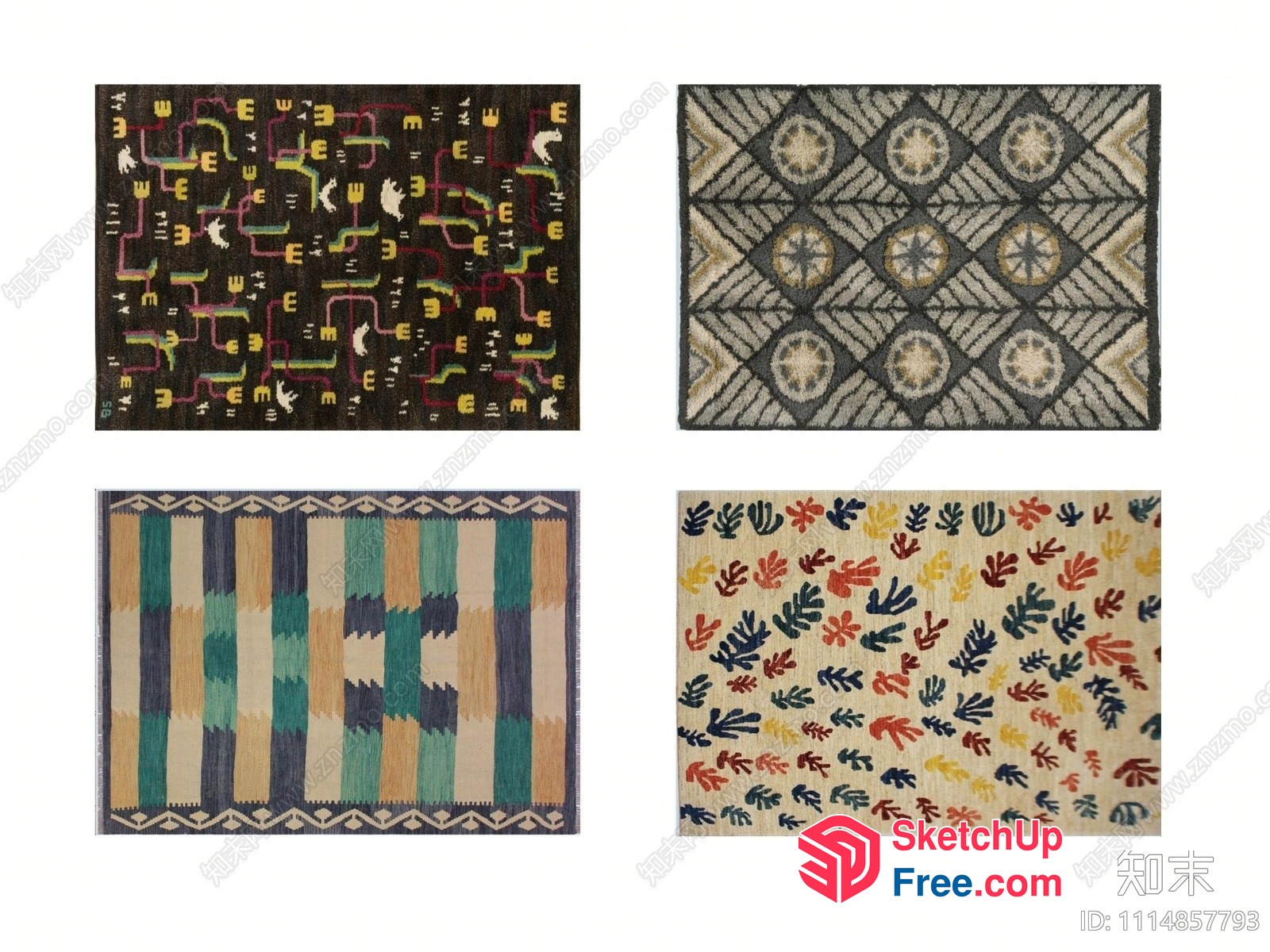 Colorful Patterns On Various Textured Fabrics 3D SketchUp File