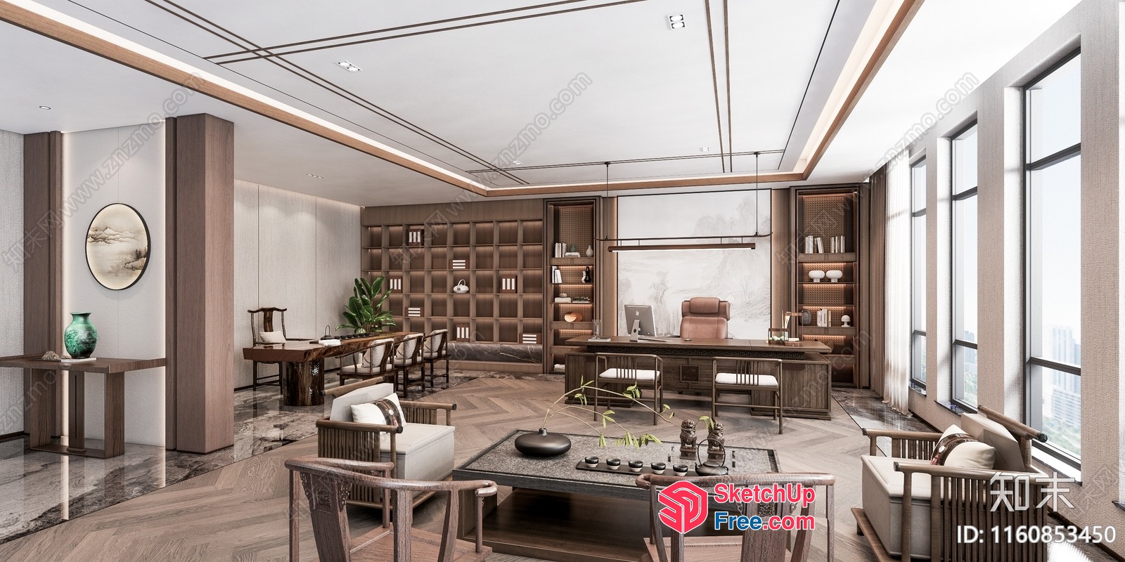 Elegant Office Space With Modern Furniture And Natural Light 3D SketchUp File