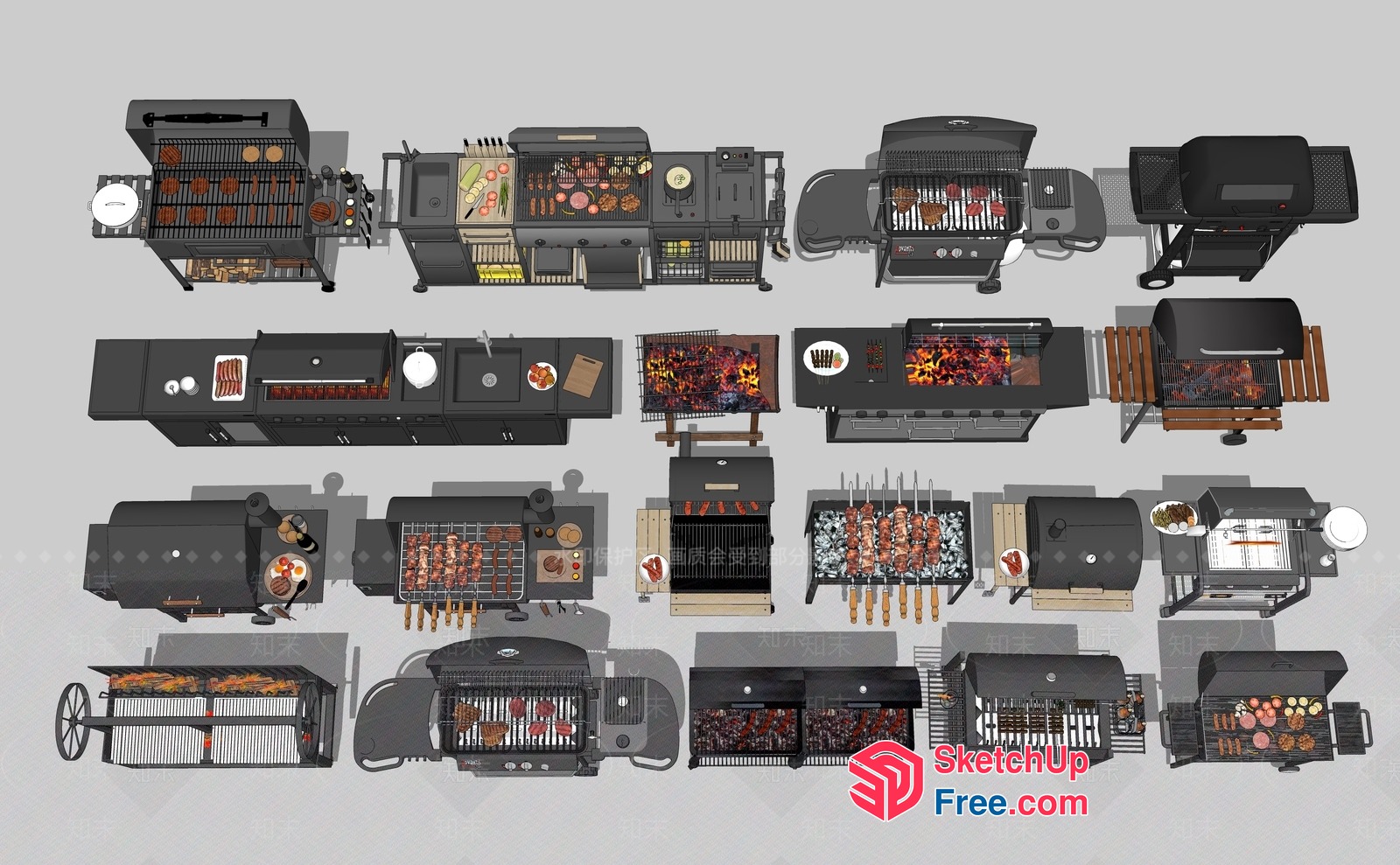 Outdoor Grilling Stations And Food Displays 3D SketchUp File