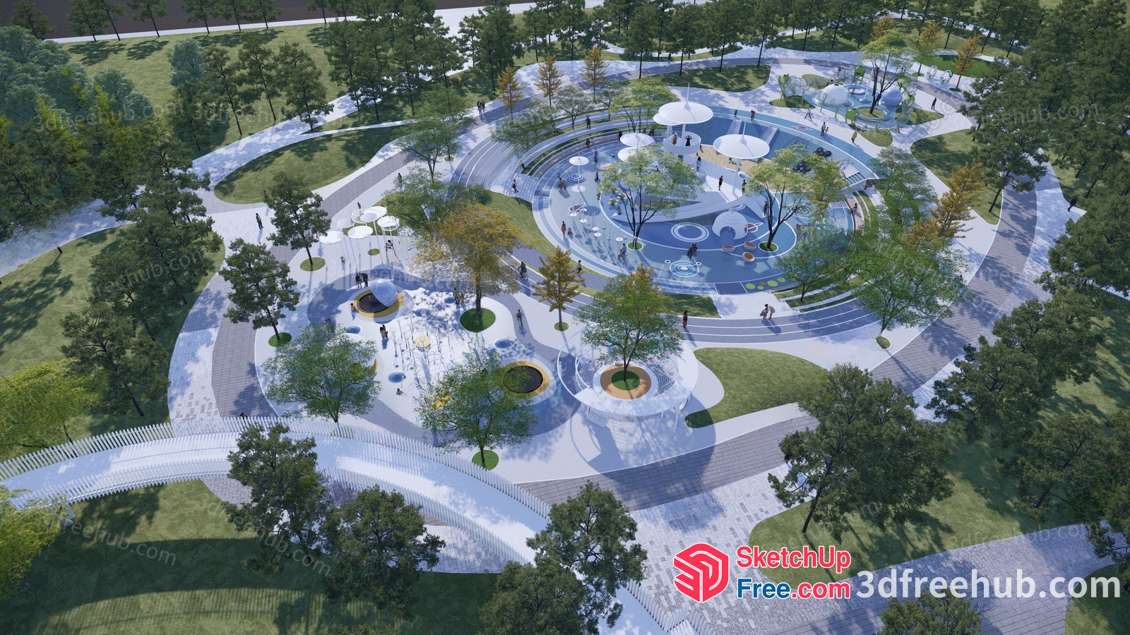 Circular Outdoor Park With Modern Design 3D SketchUp File