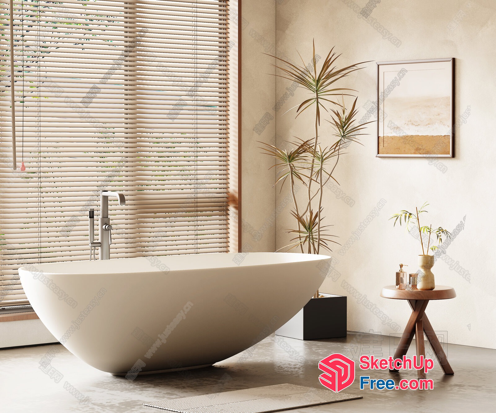 Modern Bathroom With Sleek Bathtub And Natural Light 3D SketchUp File
