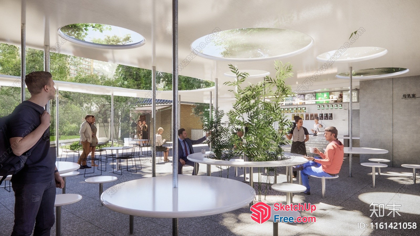 Modern Outdoor Cafe With Unique Ceiling Features 3D SketchUp File