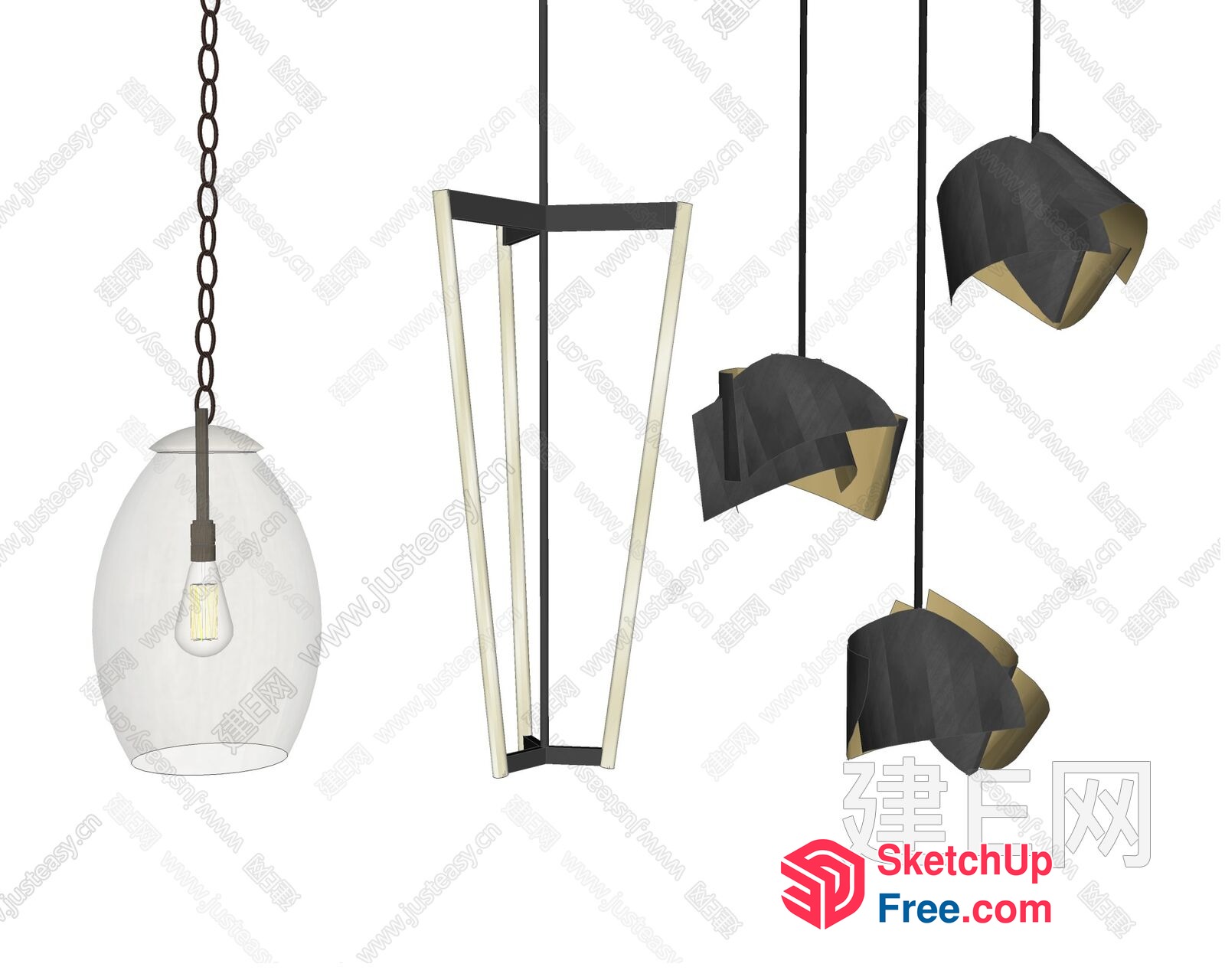Modern Hanging Light Fixtures With Sleek Metal Accents 3D SketchUp File