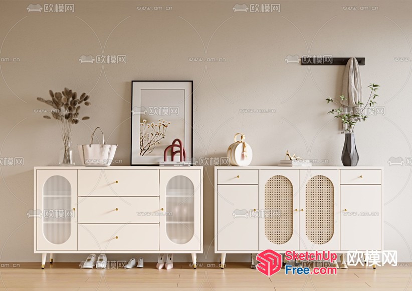 Elegant Modern Furniture Set With Decorative Items 3D SketchUp File