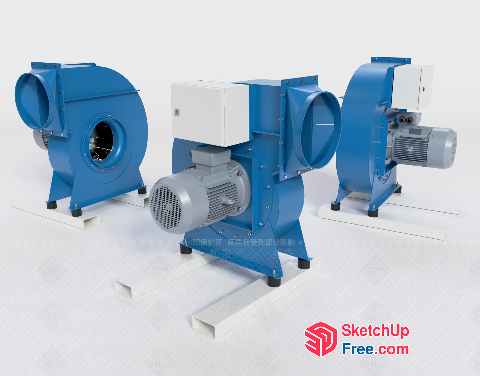 Industrial Blue Machinery Equipment 3D SketchUp File