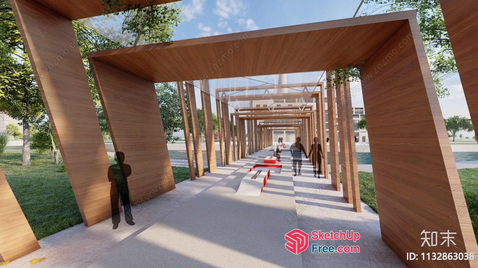 Modern Wooden Pillars And Roof Synthesis 3D SketchUp File