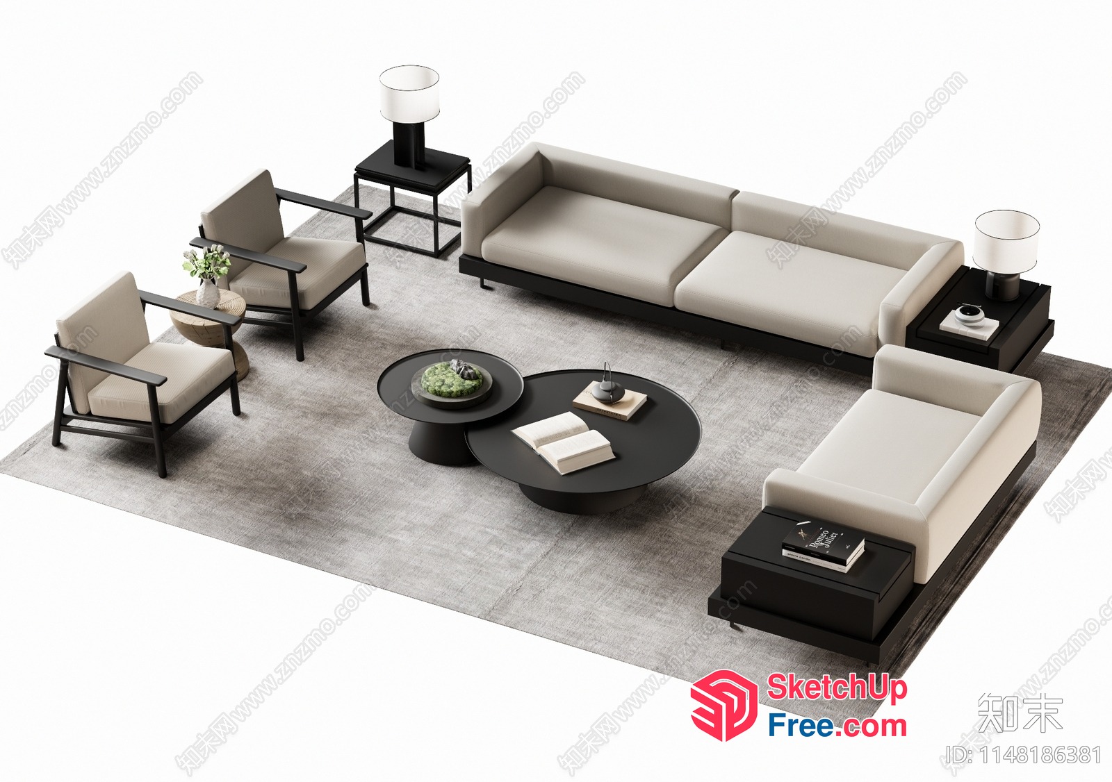 Modern Minimalist Living Room Furniture Set 3D SketchUp File