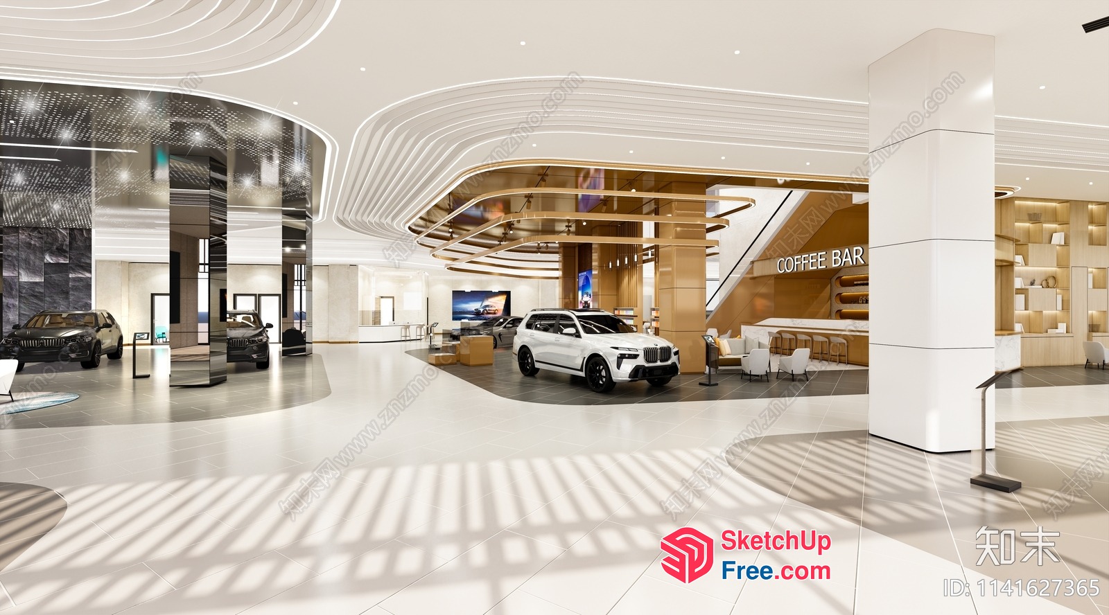 Sleek Modern Car Dealership Interior 3D SketchUp File