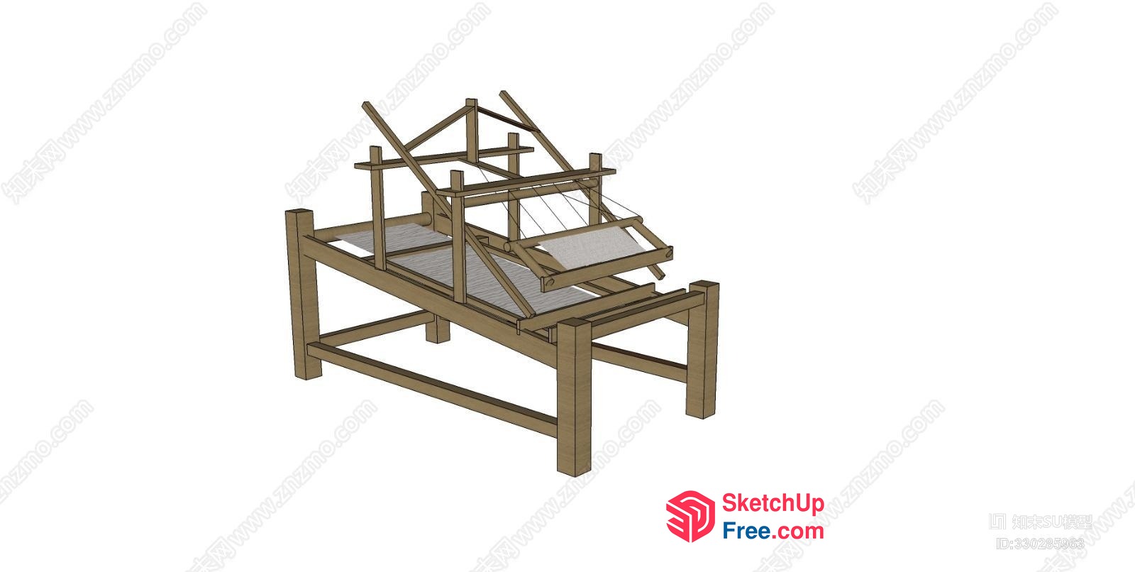 3D Rendering Of A Wooden Bed Frame 3D SketchUp File