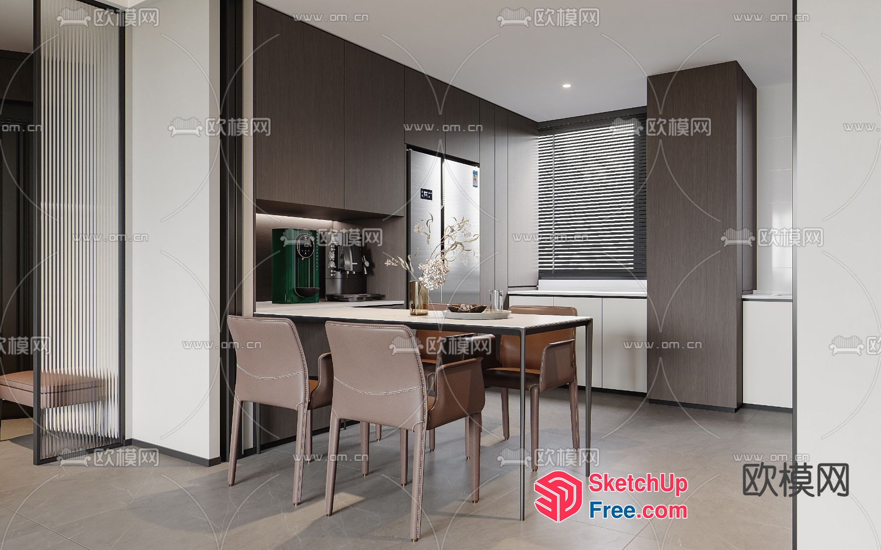 Modern Kitchen And Dining Room Interior Design 3D SketchUp File