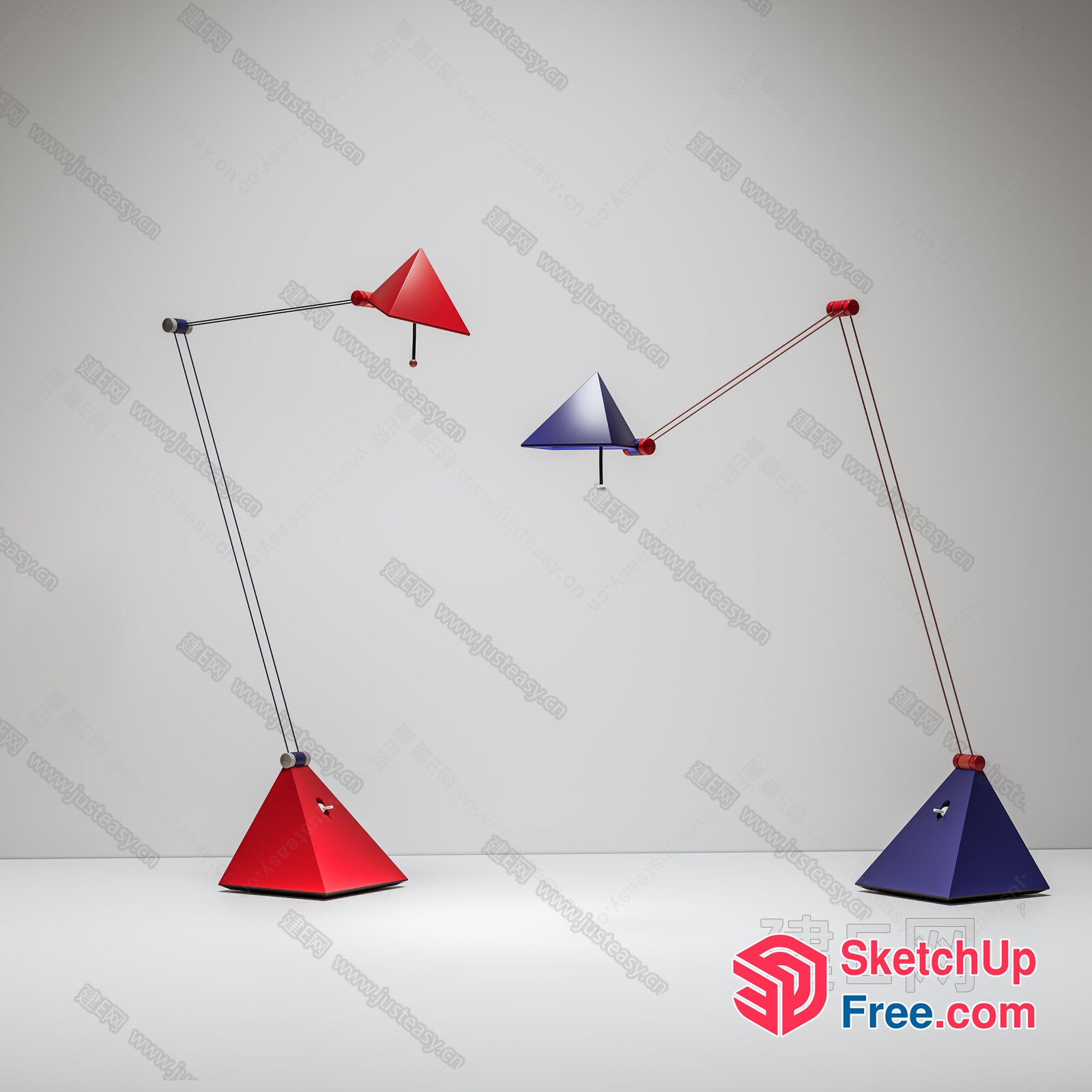 Three Modern Table Lamps With Adjustable Arms 3D SketchUp File