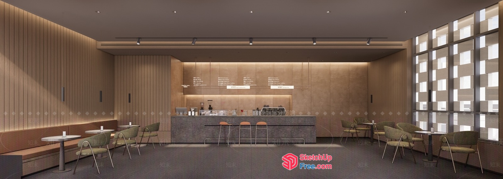 Modern Minimalist Cafe Interior Design 3D SketchUp File