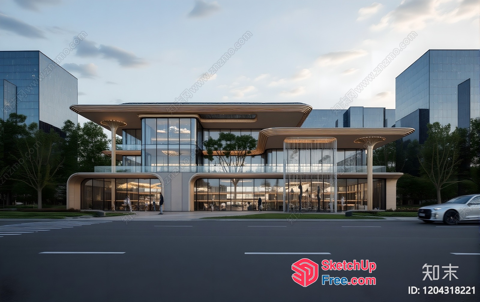 Modern Glass Building Exterior 3D SketchUp File
