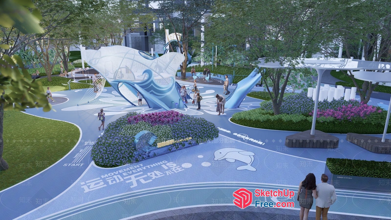 Vibrant Playground With Unique Whimsical Features 3D SketchUp File