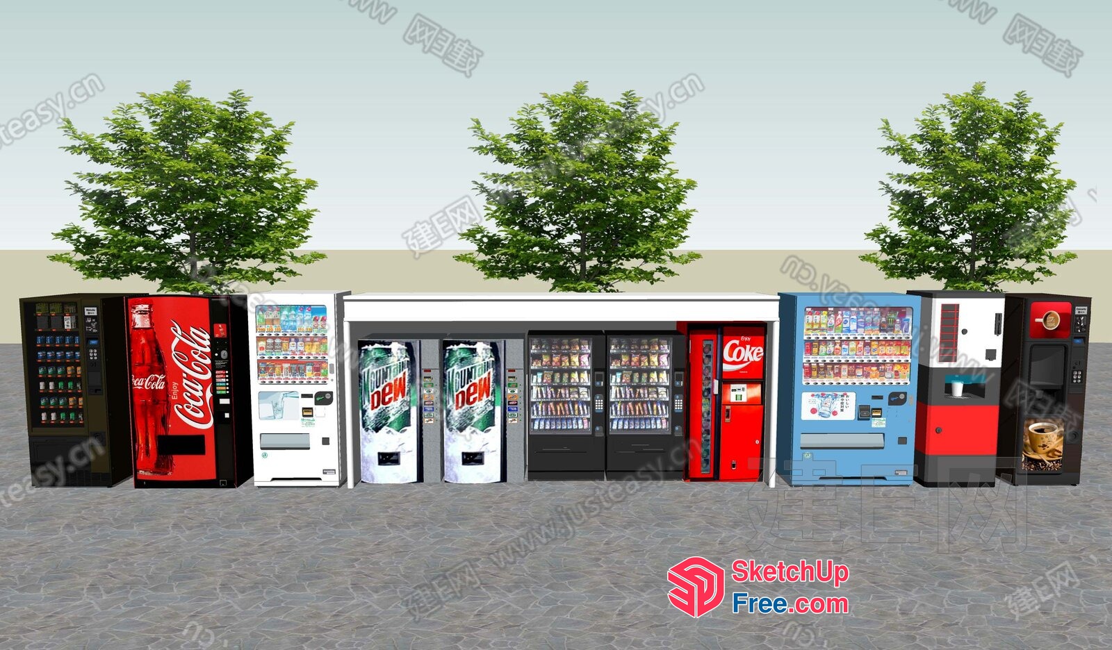 A Row Of Vending Machines 3D SketchUp File