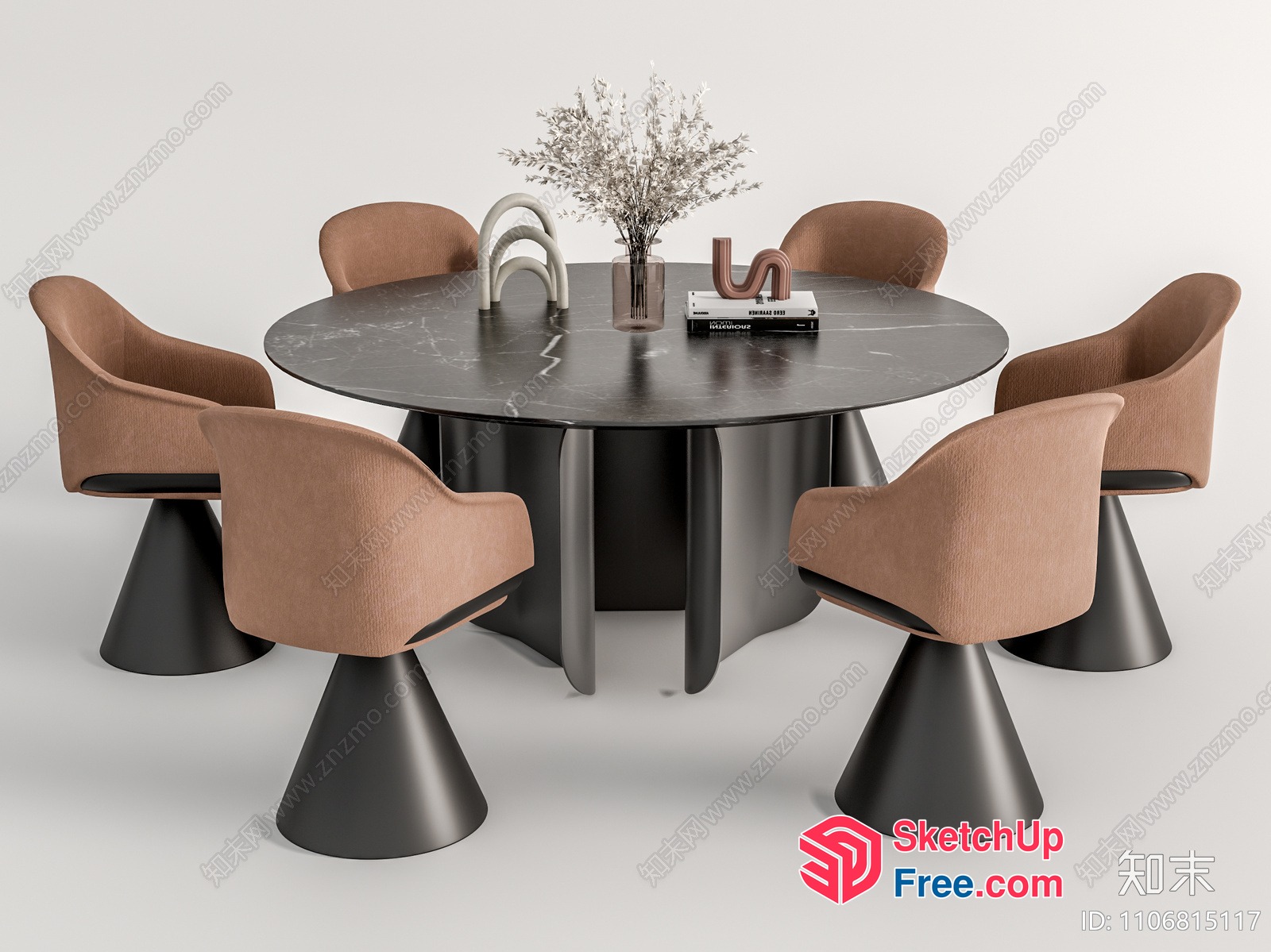 Modern Round Table And Chairs 3D SketchUp File