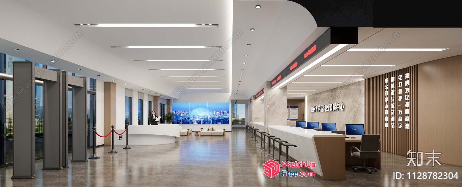 Modern Office Lobby Interior With Sleek Design 3D SketchUp File