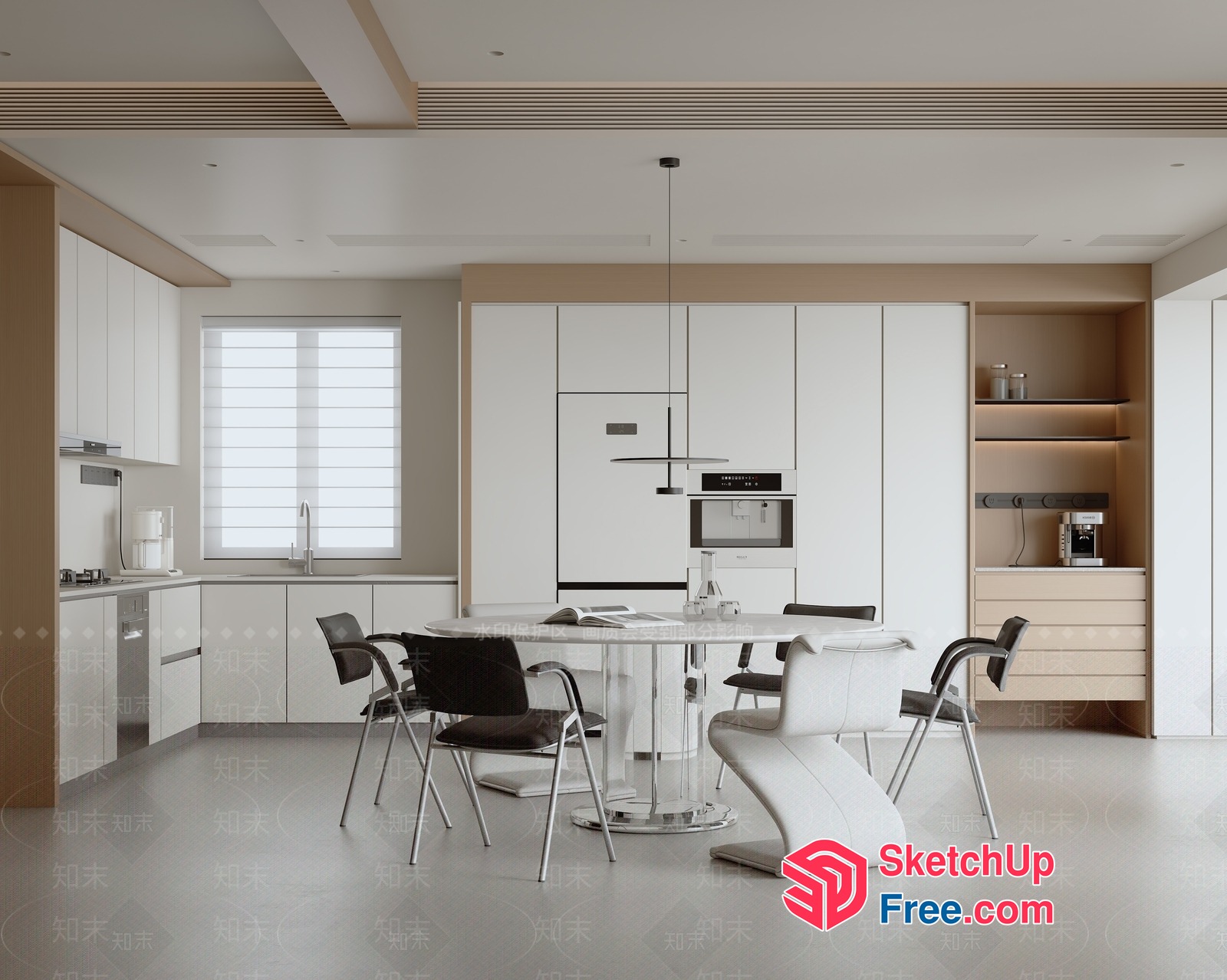 Modern Minimalist Kitchen And Dining Room 3D SketchUp File