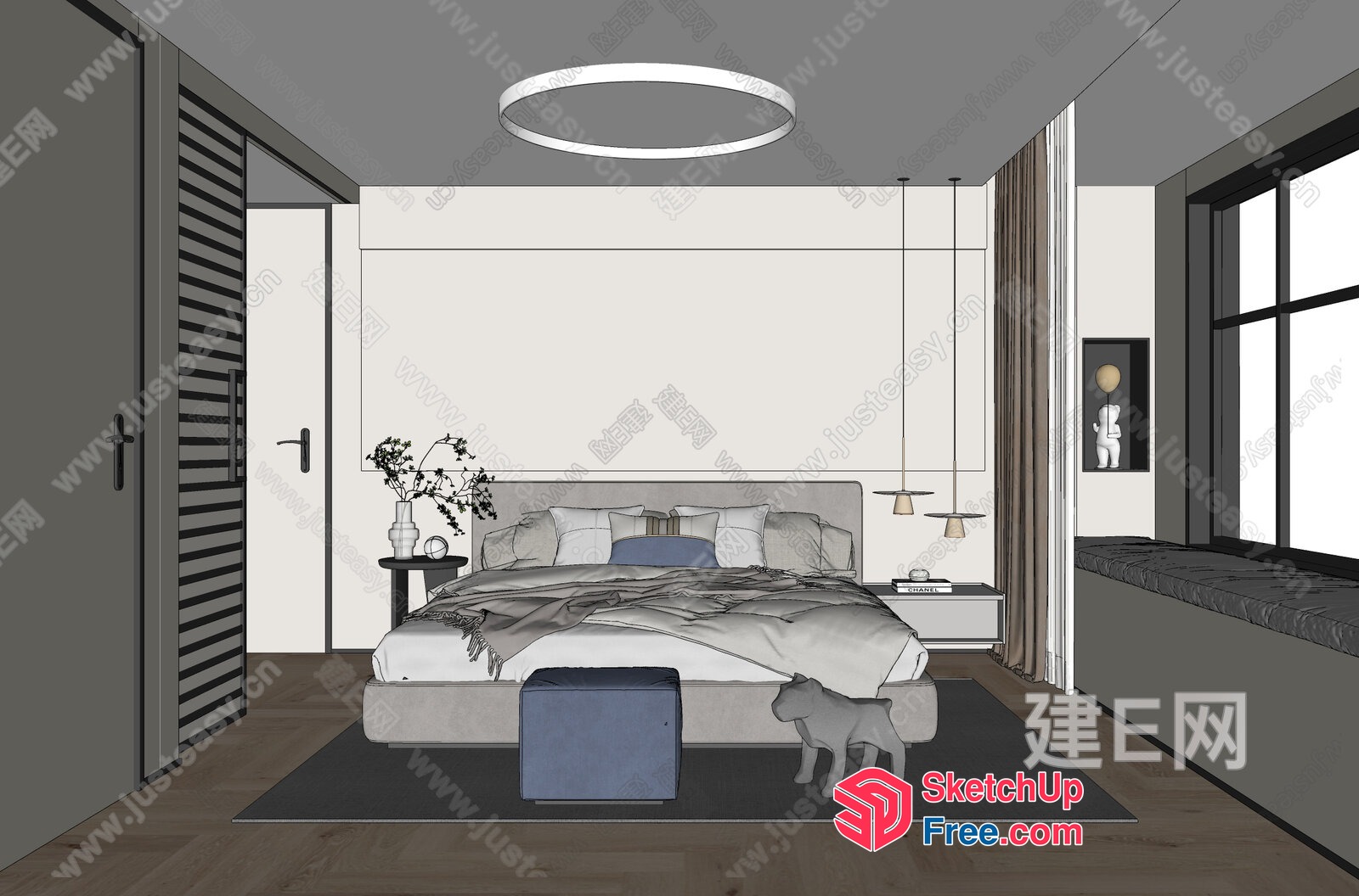 Modern Minimalist Bedroom Design 3D SketchUp File