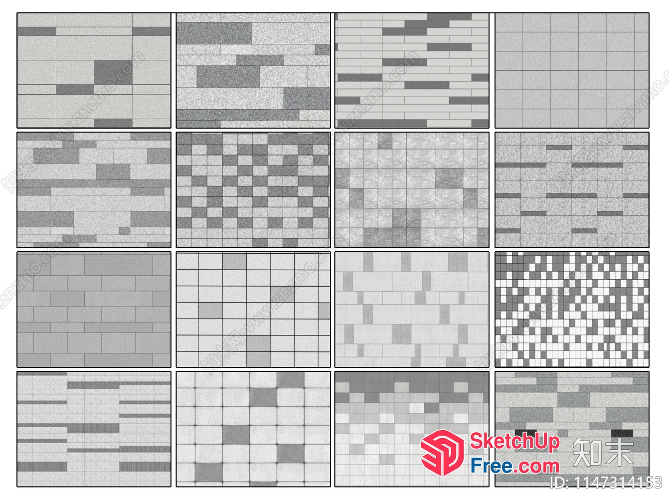 Gray Scale Pixelated Patterns 3D SketchUp File