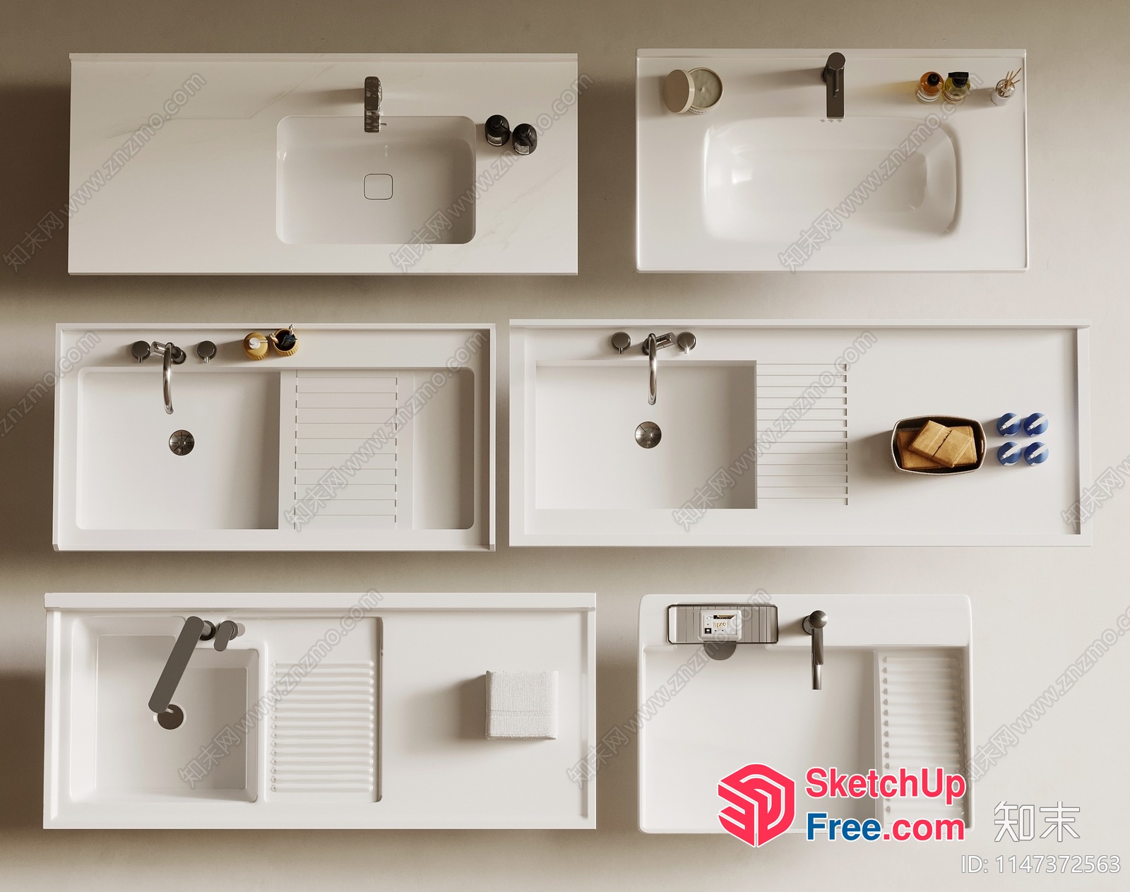 Modern White Bathroom Sink Designs 3D SketchUp File