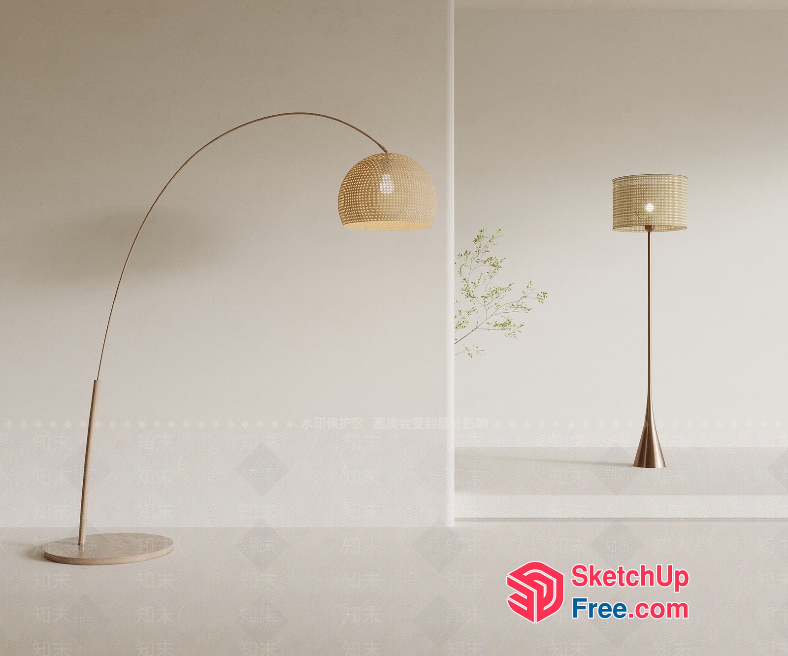 Elegant And Modern Floor Lamp With Unique Shade 3D SketchUp File