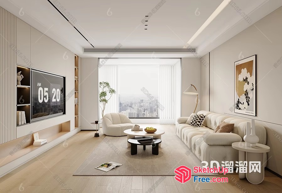 Minimalist Modern Living Room With Sleek Furniture And Natural Light 3D SketchUp File