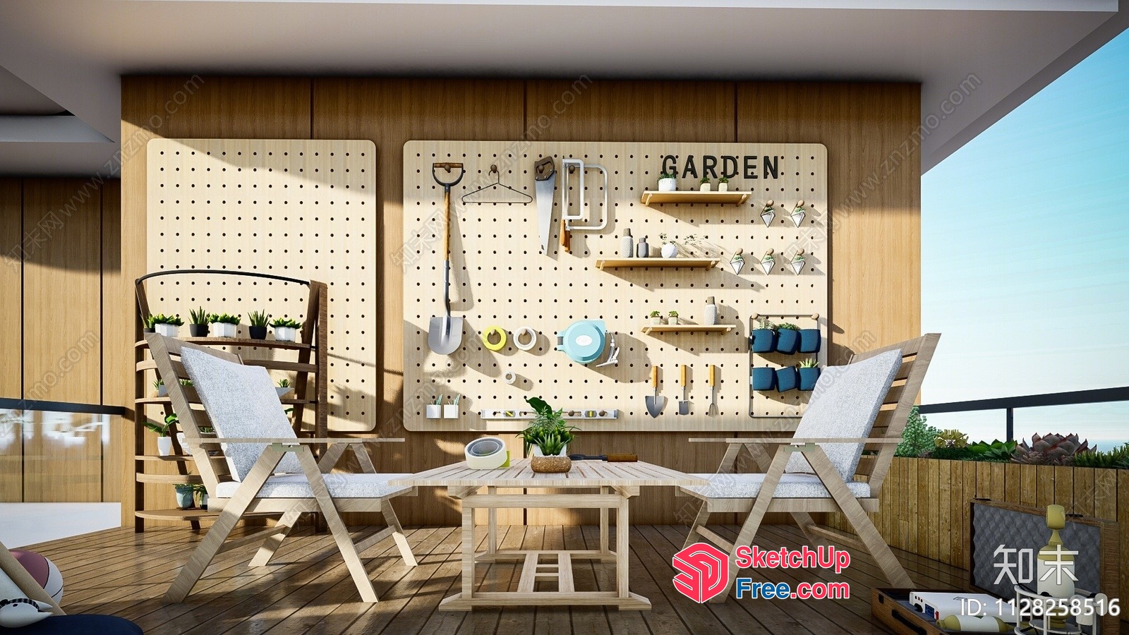 Outdoor Balcony Garden Decor 3D SketchUp File