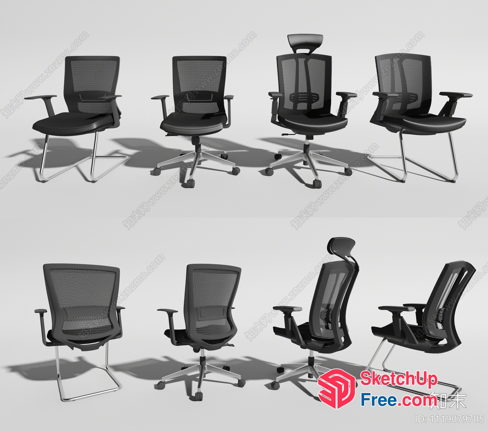 Office Chairs In Various Styles And Designs 3D SketchUp File
