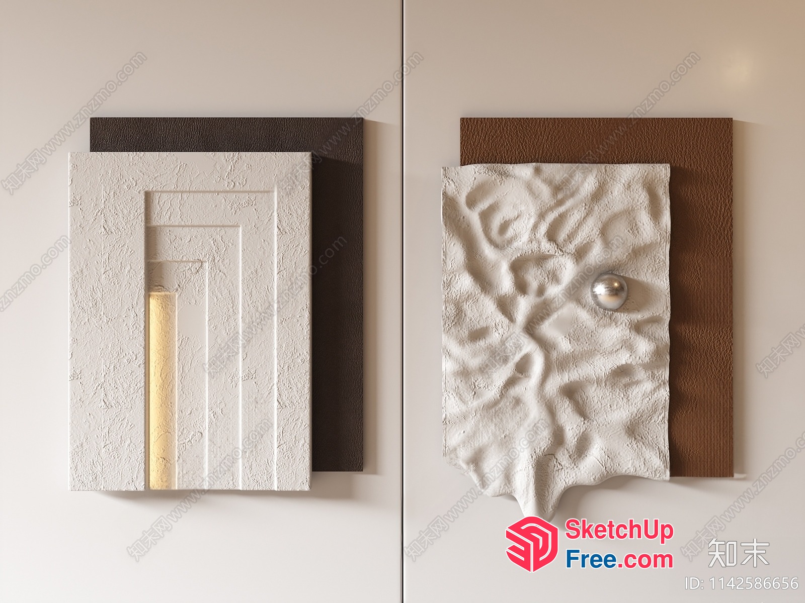 Modern Artistic Wall Decorations With Textured Surfaces 3D SketchUp File