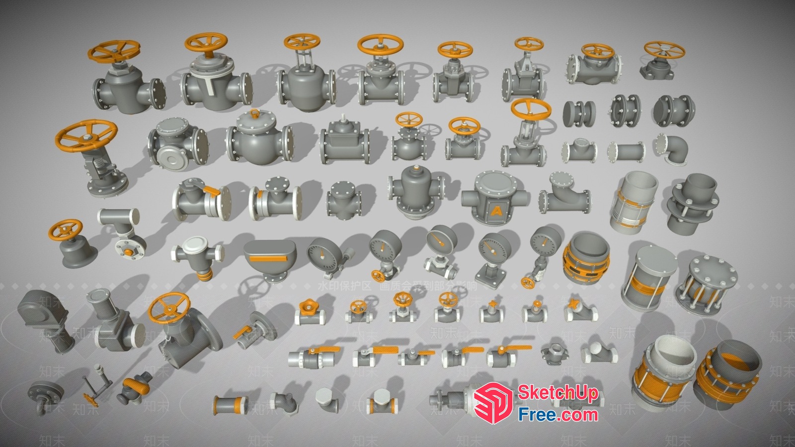 Industrial Pipe Fittings And Valves 3D SketchUp File
