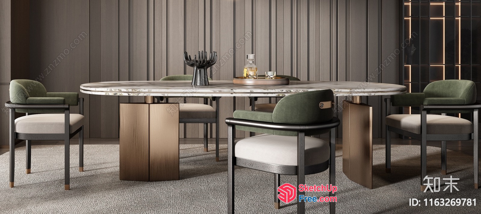 Modern Dining Room With Sleek Table And Chairs 3D SketchUp File