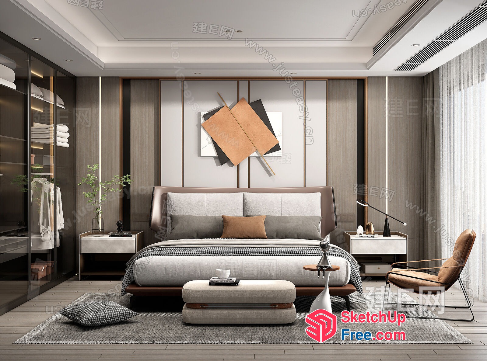Modern Minimalist Bedroom Interior Design 3D SketchUp File