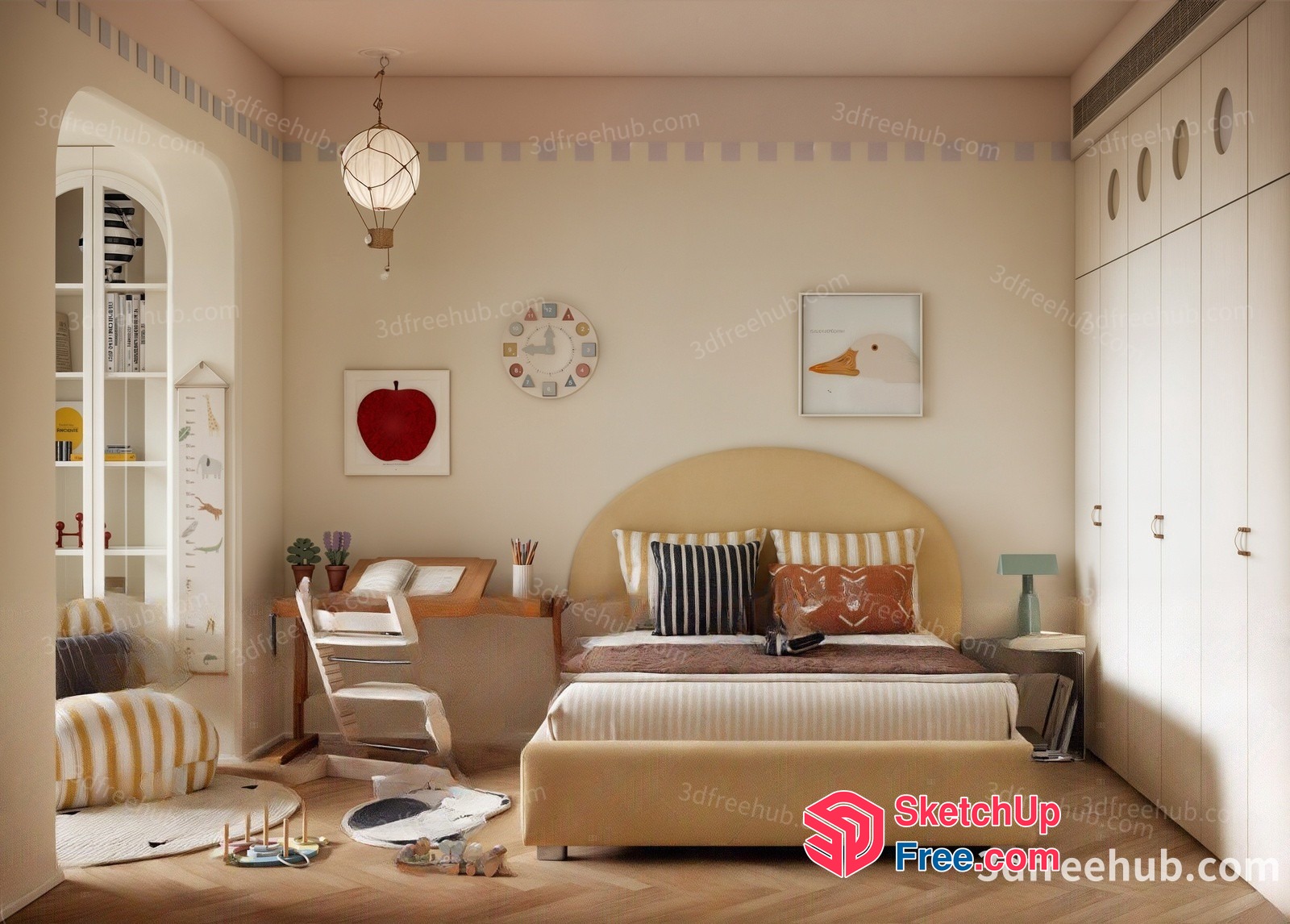 Cozy Scandinavian-Inspired Bedroom 3D SketchUp File