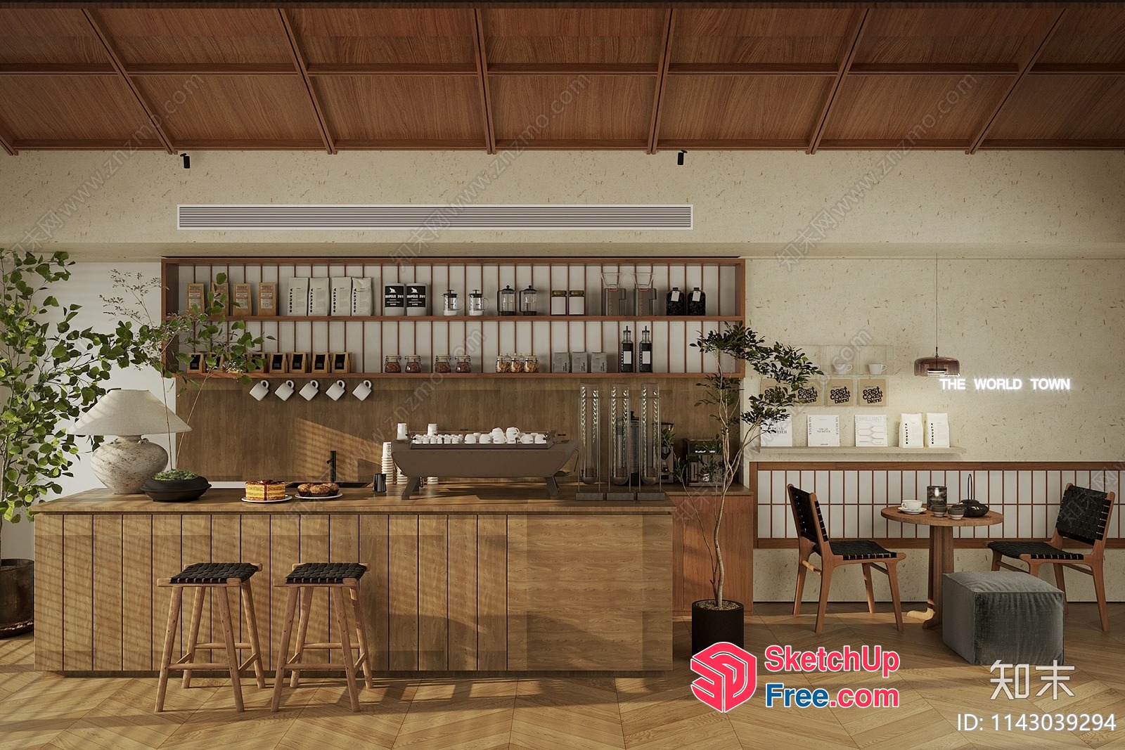 Elegant And Cozy Coffee Shop Interior 3D SketchUp File
