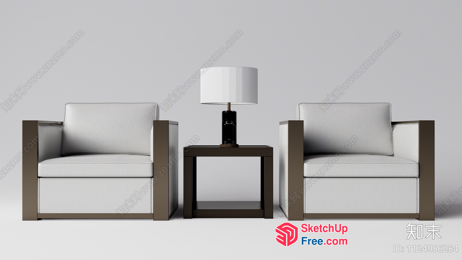 Modern Minimalist Living Room Chairs And Table Set 3D SketchUp File