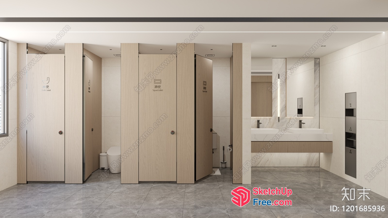 Modern Bathroom Interior With Clean Lines And Neutral Colors 3D SketchUp File