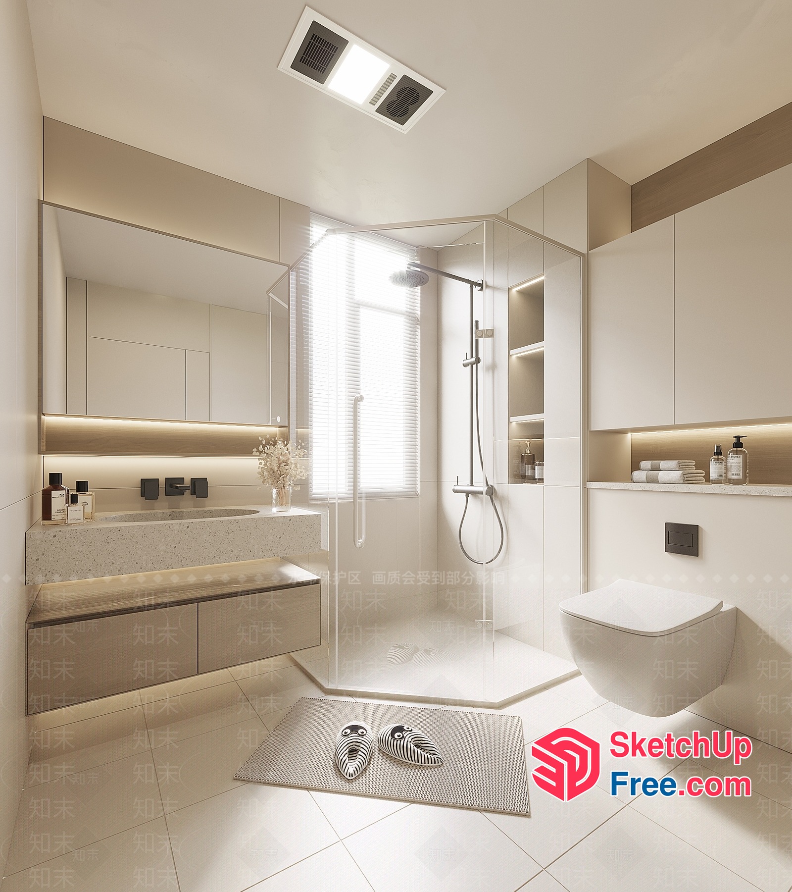Elegant Modern Bathroom With Sleek White And Grey Tones 3D SketchUp File