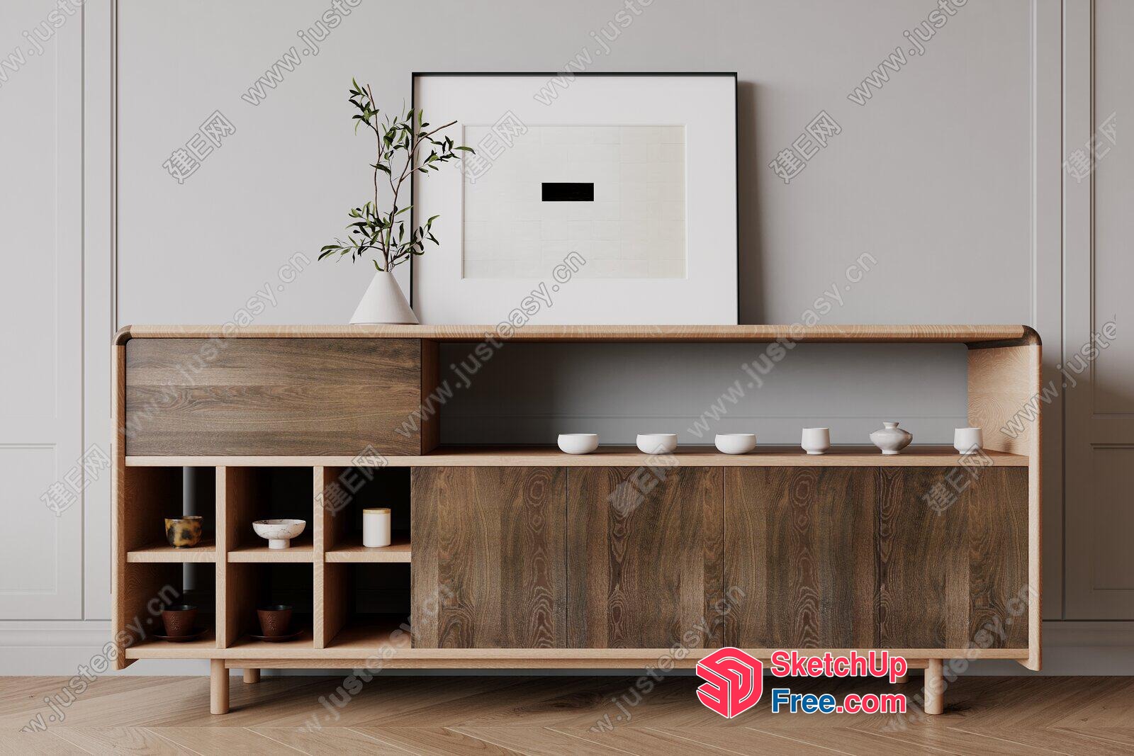 Modern Sideboard With Storage And Display 3D SketchUp File