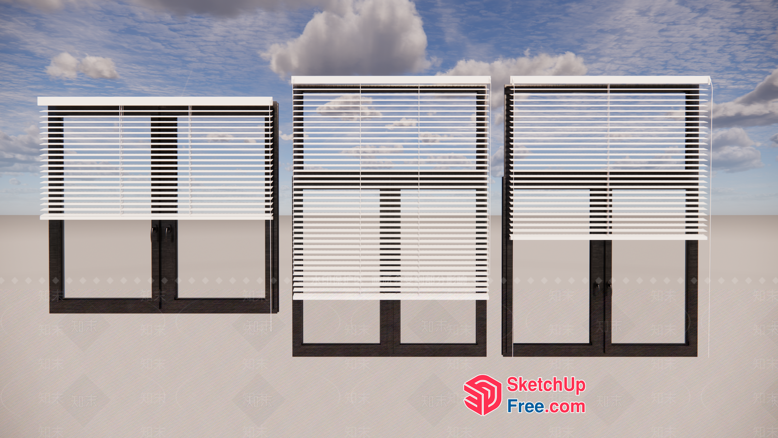 Three Window Blinds Against A Cloudy Sky 3D SketchUp File