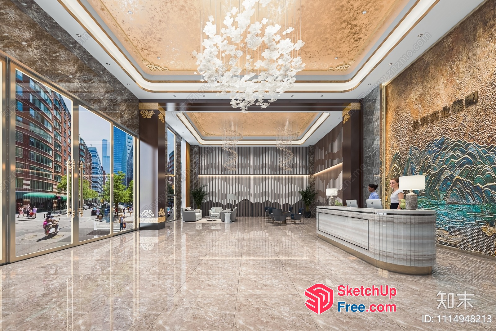 Luxurious Modern Office Lobby 3D SketchUp File